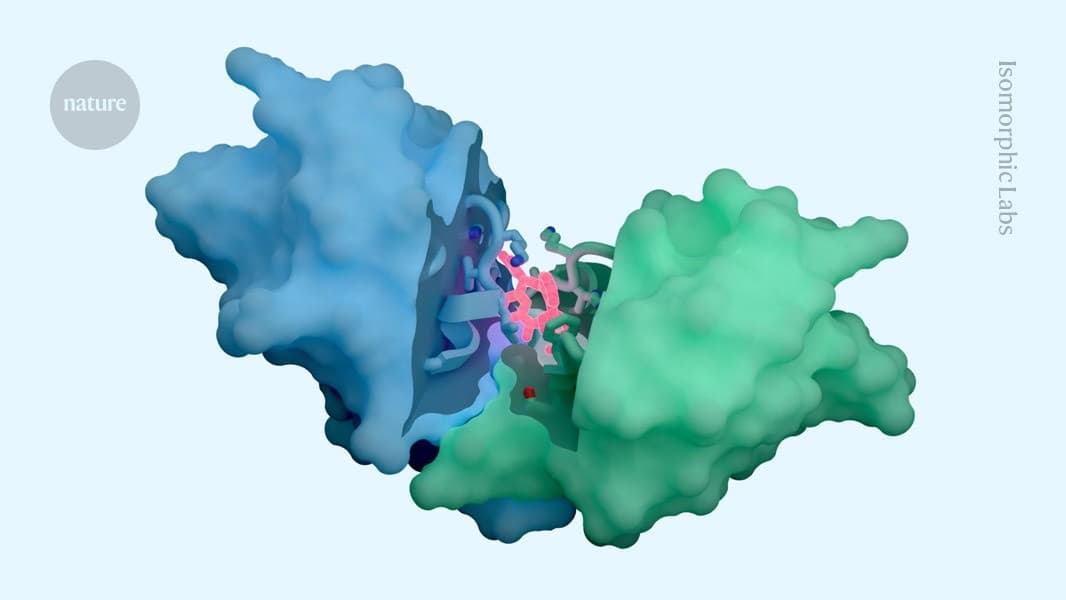Editorial image from Nature coverage of an AI drug-discovery model.