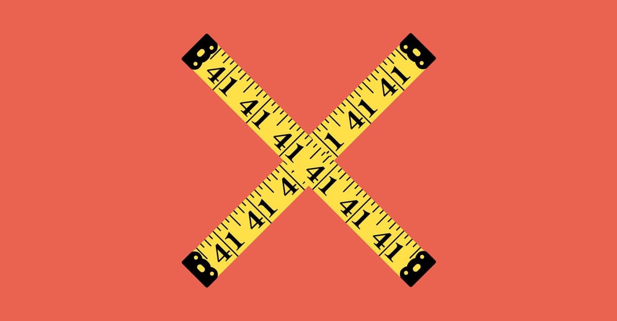 Tape measures arranged in an X, illustrating varied responses to weight-loss medicines.