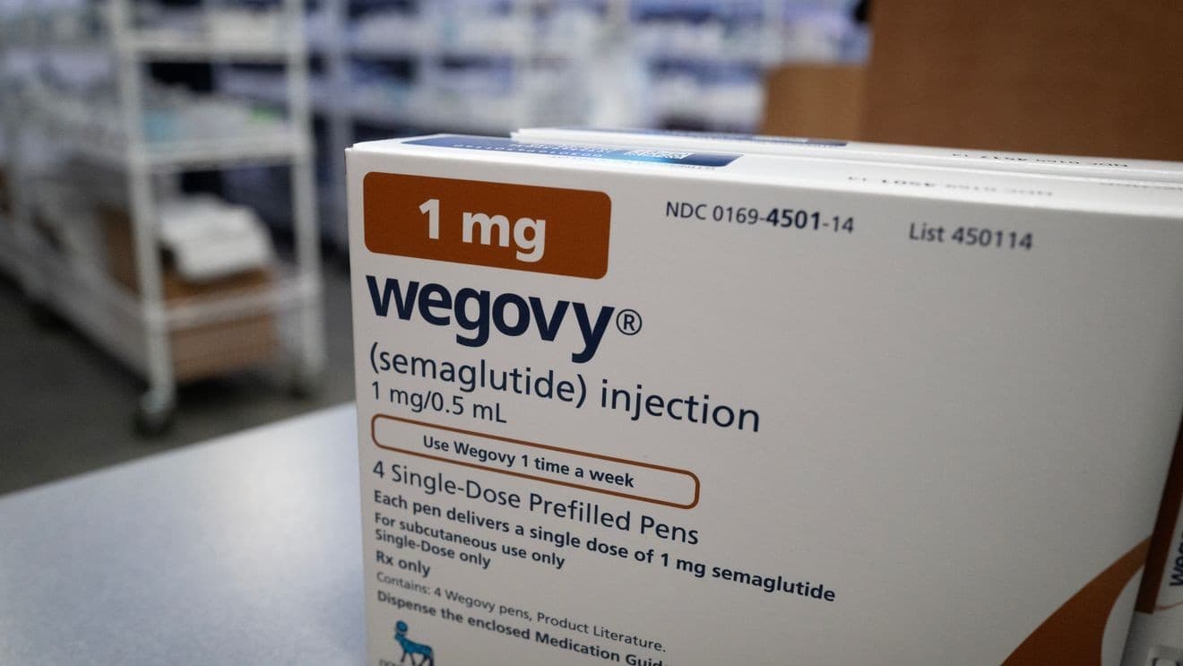 Wegovy package photographed for a report on GLP-1 popularity and access.
